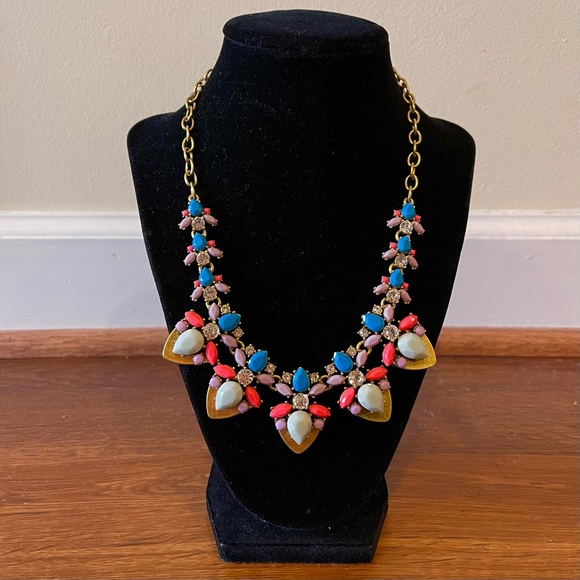 J.Crew Crystal Floral Statement Necklace - Multi Neon - Picture 1 of 5